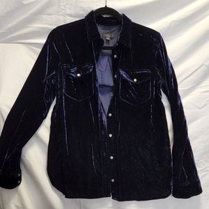 J Crew Midnight Blue "Crushed Velvet" Shirt Size 6